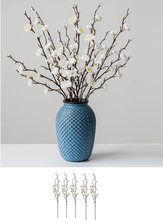 ShebSheb 5 stems Plum Blossom Branch Artificial Flowers for Spring Summer Indoor Decoration,Faux Long Stem Artificial Flowers - Image 1
